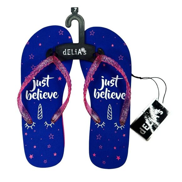 dELiA*s Just Believe Flip Flop Sandals - Size 7 - Picture 7 of 7